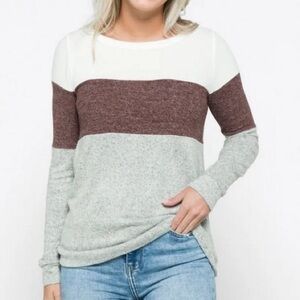Pink Clover Ameya Brushed Knit Top in Gray